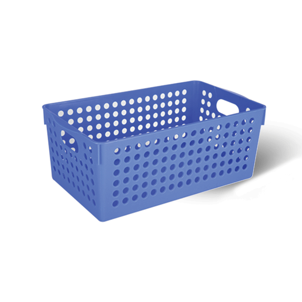 Boxy Basket With Round Holes - Blue
